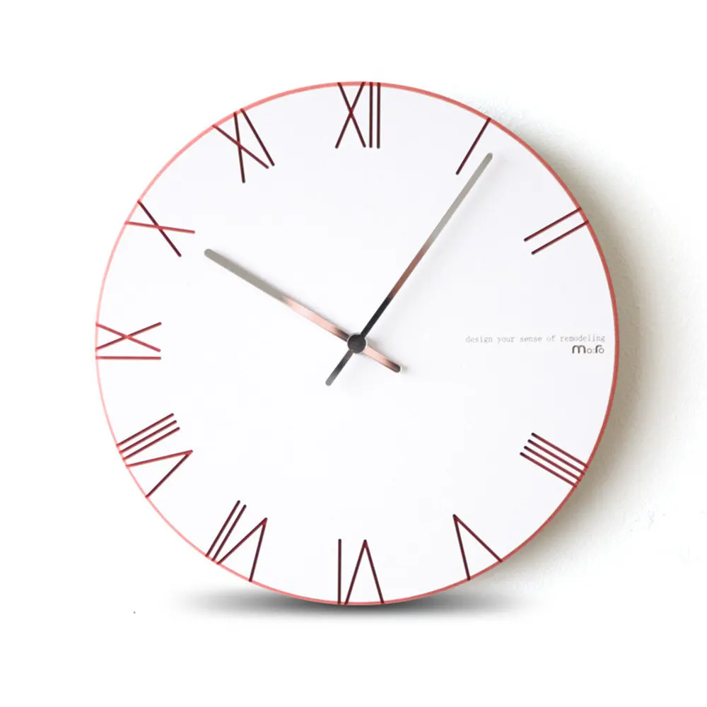 

Minimalist Pine Wood Wall Clock Modern Advanced Delicacy European Roman Number Vogue Colorful Circular Silently Home Decor Clock