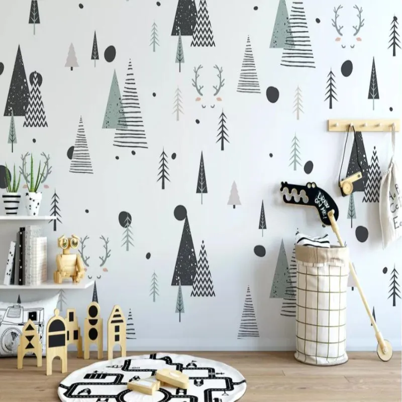 Modern minimalist Nordic abstract geometric personality children room background wall Modern minimalist Nordic abstract geometric personality children room background wall