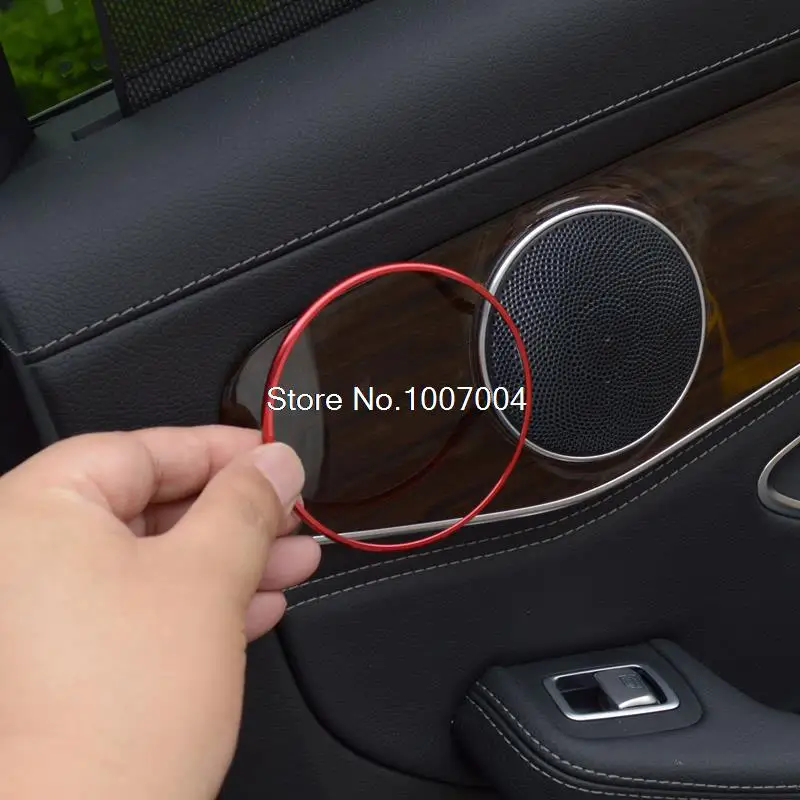 4pcs Aluminium alloy Car Audio Speaker Car Door Loudspeaker Trim Ring Cover For Mercedes Benz C Class W205 car stying