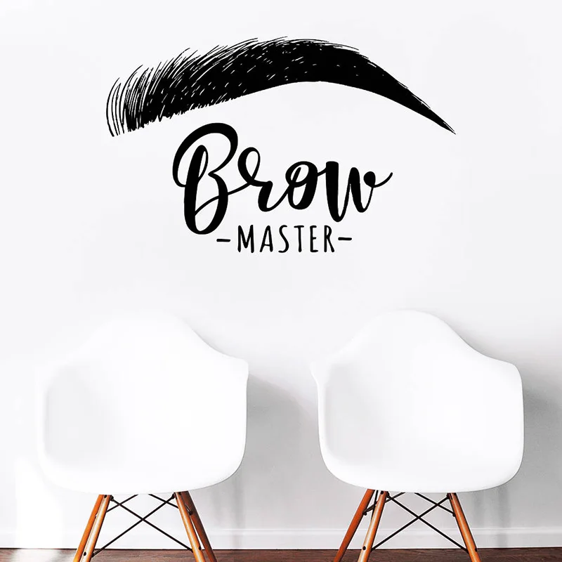 Brow Master Wall Decal Quote Eyelashes Eyebrows Vinyl Sticker Wallpaper
