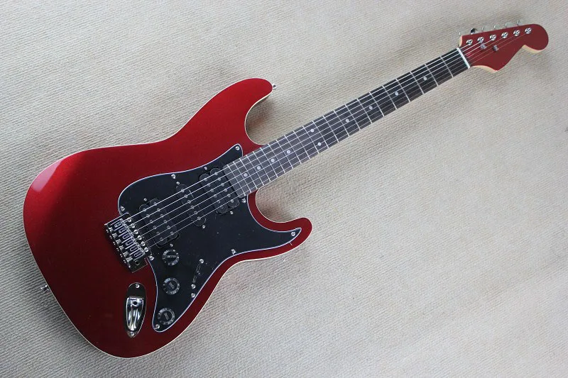 

Free shipping Factory store metal red HSH double pickups ST rosewood fretboard 6 string electric guitar stratocaster can cus @31