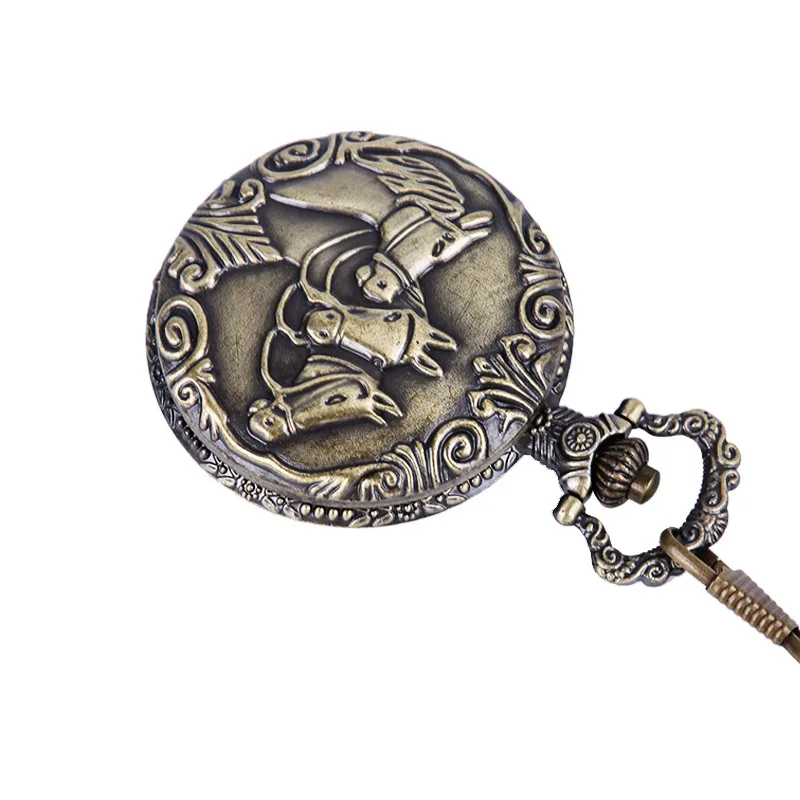 2019 лошадь узор кварцевые карманные часы Винтаж цепи аналоговый цепочки и ожерелья Кулон Мода ретро для женщин для мужчин цифровые часы