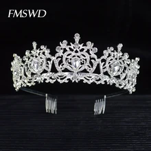 Винтажный серебряный цвет кристалльная тиара из горного хрусталя для королевы барокко свадебный гребень «Корона» для невесты аксессуары для волос украшения для волос