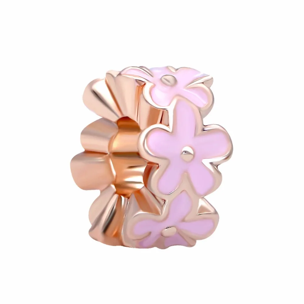 

2018 spring new free shipping 1pc rose gold flower spacer jewelry making diy bead Fits European pandora Charm Bracelets A935