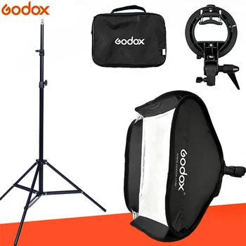 

Godox Ajustable Flash Softbox 50cm * 50cm + S type Bracket Mount Kit with 2m Light Stand for Flash Speedlite Studio Shooting