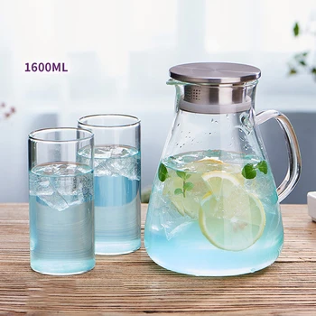 

Homadise 1600ml High Capacity Borosilicate Glass High Temperature Water Bottle Household Transparent Teapot