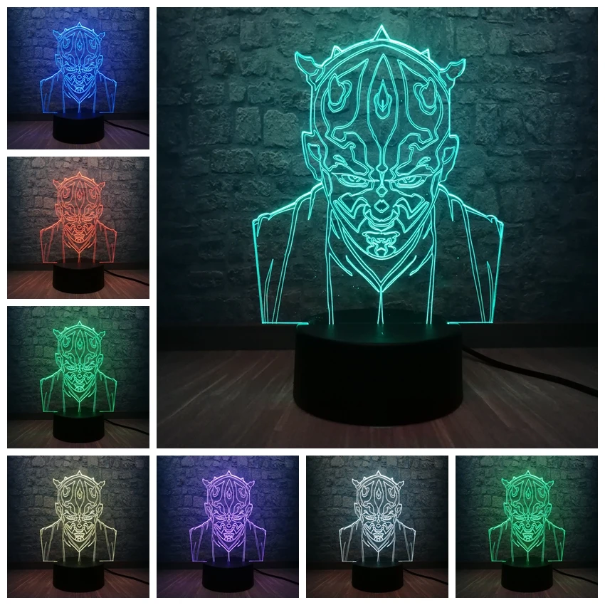 

NEW Star Wars Darth Maul Vassal Jedi Knight Figure Lamp Multicolor 3D LED Lamp Touch USB Led Bedroom Night light Mood Kids Toys