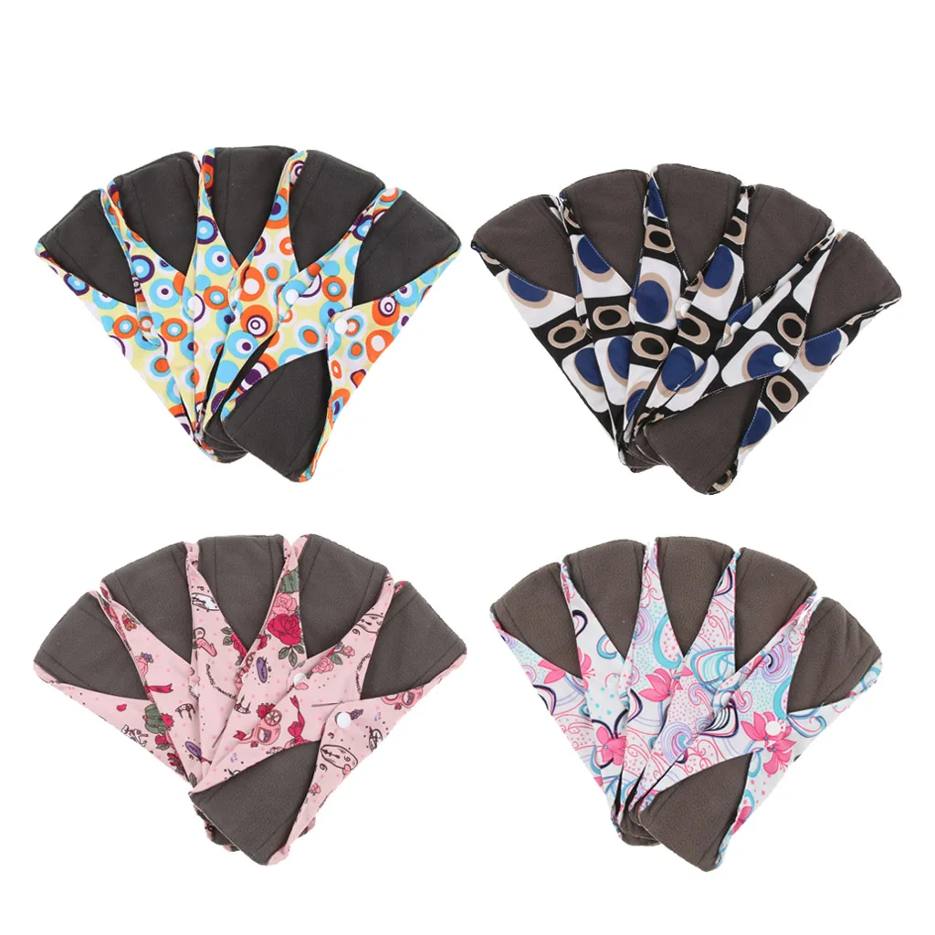 5PCS Female Girls Lady Menstrual Period Pads Reusable Sanitary Napkin Towel for Postpartum Women