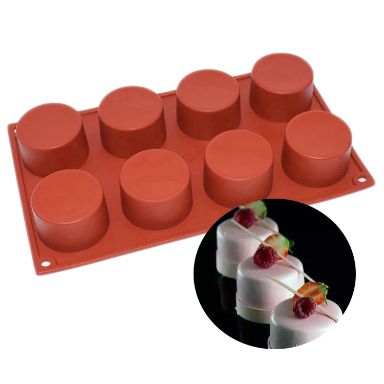 

DIY 8 Hole Small Mini Round Cylinder Circular Column Shape Easy Demoulding Cake Mould Formas De Silicone Dessert Chocolate Mold