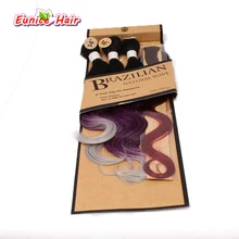 Brazilian Hair Bundles Synthetic Body Wave Ombre Colors Wavy With Closure 18 20 22 Inch Natural Hair Extensions For Black Women