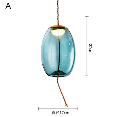 Креативные стеклянные подвесные светильники сочетание Ретро столовая гостиная украшение дизайнерская спальня Подвеска у кровати лампа - Цвет корпуса: Type A-blue
