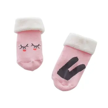 

Toddler Warm Soft Cotton Socks Lovely Baby Kids Thick Cartoon Asymmetrical Pattern Anti-Slip Socks baby