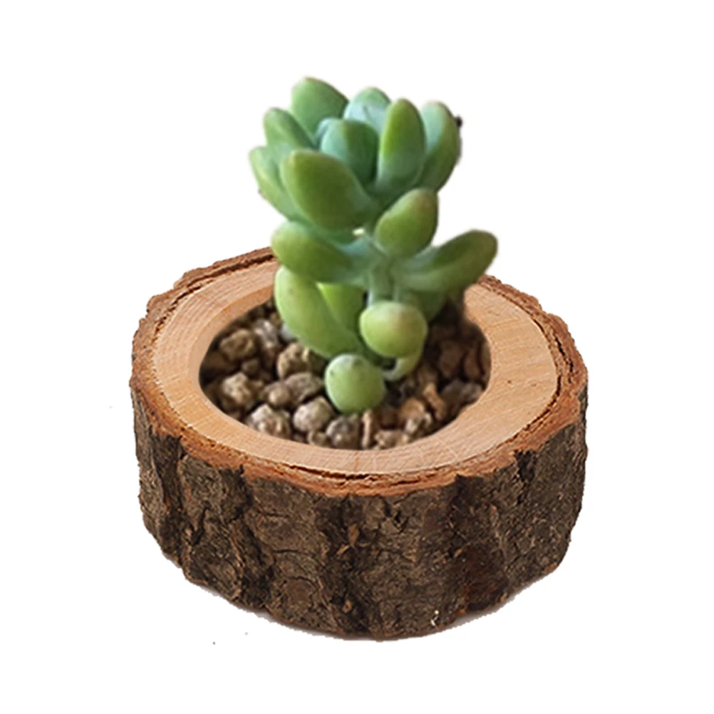 

1pc Candle Stand Set Creative Wooden Bark Candlestick Indoor Flower Pot Home Decoration Ornament