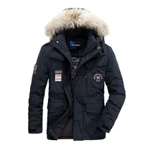 Теплая ветровка Для мужчин зимнее пальто пуховик большой Размеры полиэстер с капюшоном утепленная верхняя одежда парка военный одежда