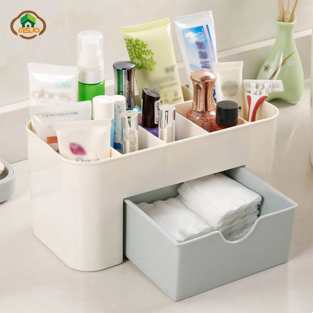 Msjo Makeup Organizer Box Jewelry Necklace Nail Polish Earring Plastic Makeup Box Home Desktop Organizer For Cosmetics