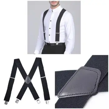 

Fashion 2019 Hot 50mm Wide Elastic Adjustable Men Trouser Braces Suspenders X Shape with Strong Metal Clips SMA66