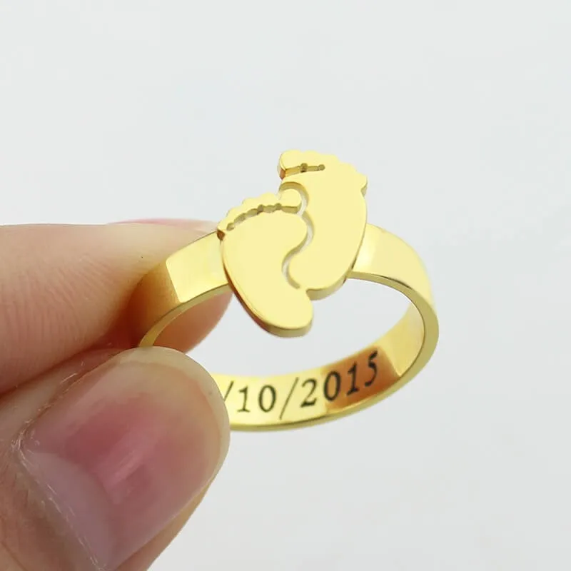 Милый костюм кольцо с гравировкой букв женское пользовательское имя, дата Детские Кольца для ног 925 Серебряные украшения для новой мамы Anelli Donna