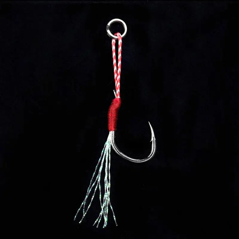 

5Pcs/Set Hi-carbon DIY Fishing Hook Assistent Hook with Shining Line Fishing Accessories 20KG/44Ib 10# 12# 14# 16#