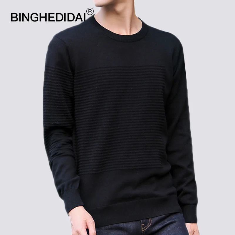 

Autumn Fashion Casual Sweater O-Neck Striped Slim Fit Knitting Mens Sweaters And Pullovers Men Pullover Solid Color Sweaters
