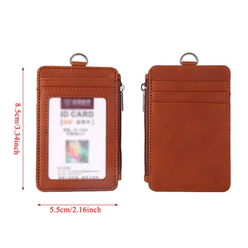 

2019 Men Women Adults Kids Leather ID Badge Bus Cards Holder Small Casual Lanyard Credit Card Case Business Organizer Bag