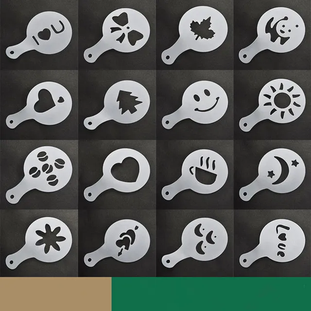 Best Offers 16 sets / plastic flower drawing mold / fancy coffee printing model / thickened coffee milk foam spray pattern Best Offers 16 sets / plastic flower drawing mold / fancy coffee printing model / thickened coffee milk foam spray pattern