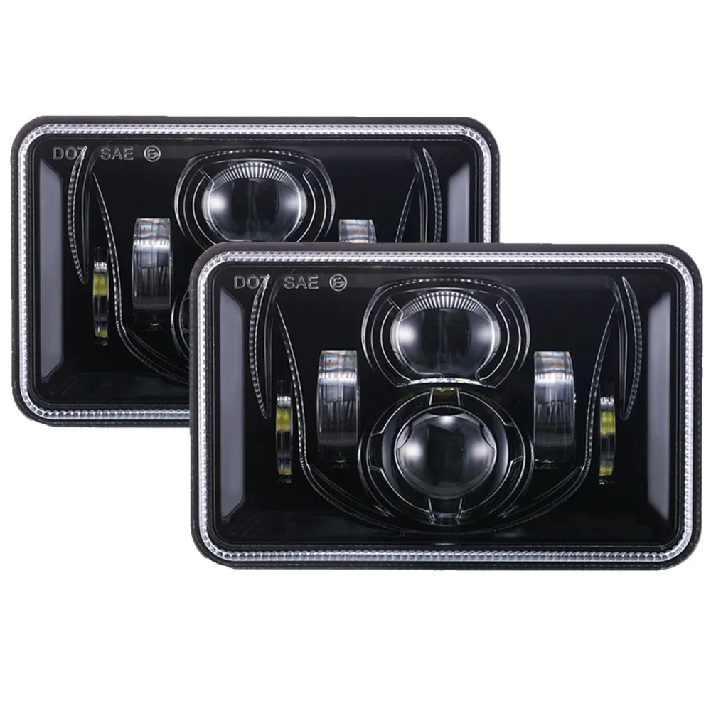 

NEW DOT EMARK Black/Chrome For Peterbilt Rectangular Headlights 379 378 357 4x6 INCH LED Sealed Beam Projector Truck Headlights