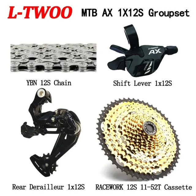 LTWOO XT R MTB 12 Скоростей переключатель Группа Комплект RACEWORk 11-52T кассета YBN цепь 4 шт. набор Eagle M9000 - Цвет: 12S silver chian