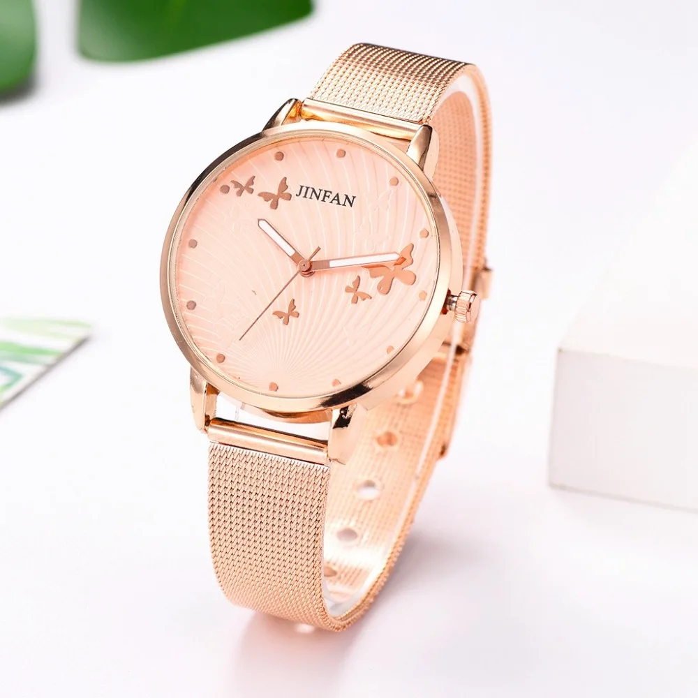 

2019 New Women stainless steel Bracelet Watch Metal Mesh Rose Gold Butterfly Fashion/Luxury Ladies Quartz Watch Relogio Feminino