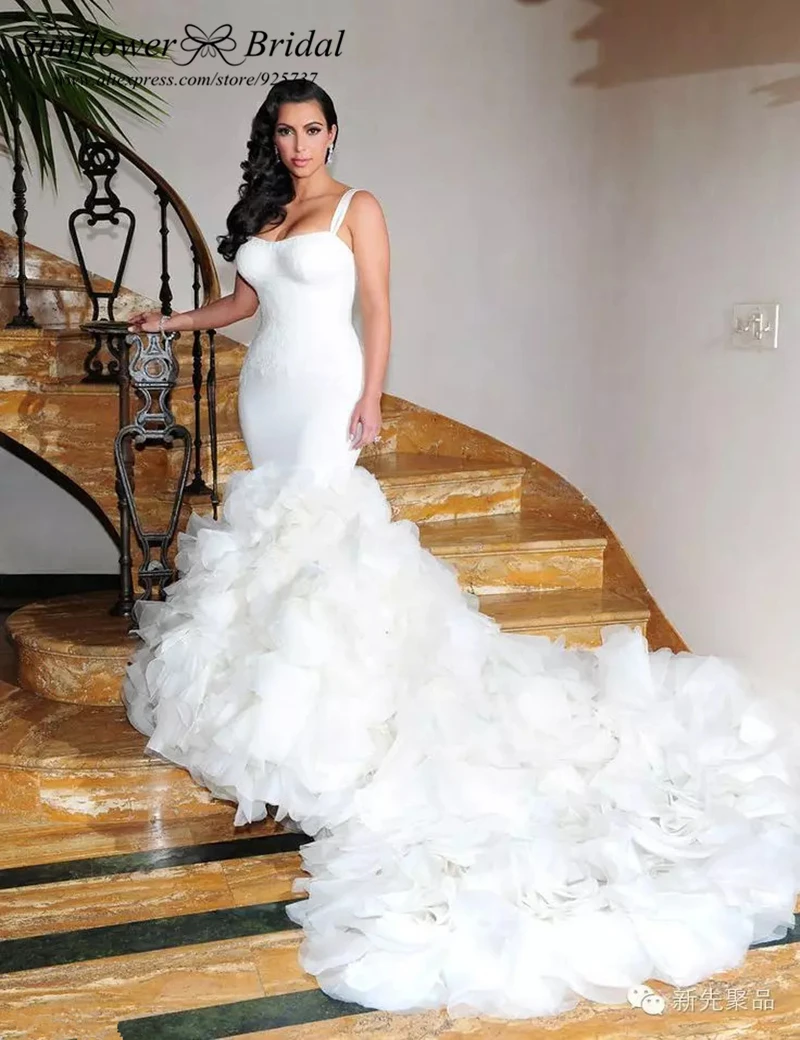 Wedding Kim K Wedding Dress online buy wholesale kim kardashian wedding dress from china trajes de novia 2017 dresses long train sweetheart ruffled organza mermaid dress