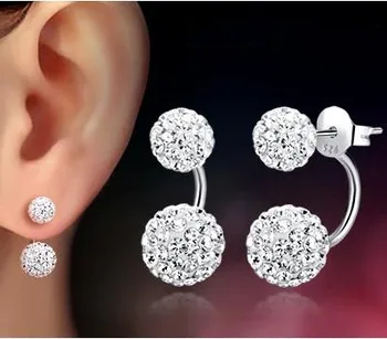 

Promotion 925 sterling silver fashion U bend earring shiny Shambhala ladies`stud earrings jewelry allergy free wholesale