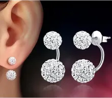 Promotion wholesale 30 silver plated fashion U bend earring shiny Shambhala ladies stud earrings jewelry allergy