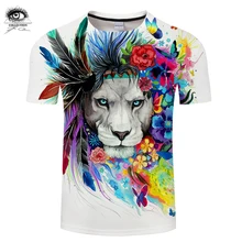 Король леса от Пикси холодного искусства 3D футболки мужские футболки с принтом льва летние топы футболки плюс 6XL Camiseta бренд ZOOT