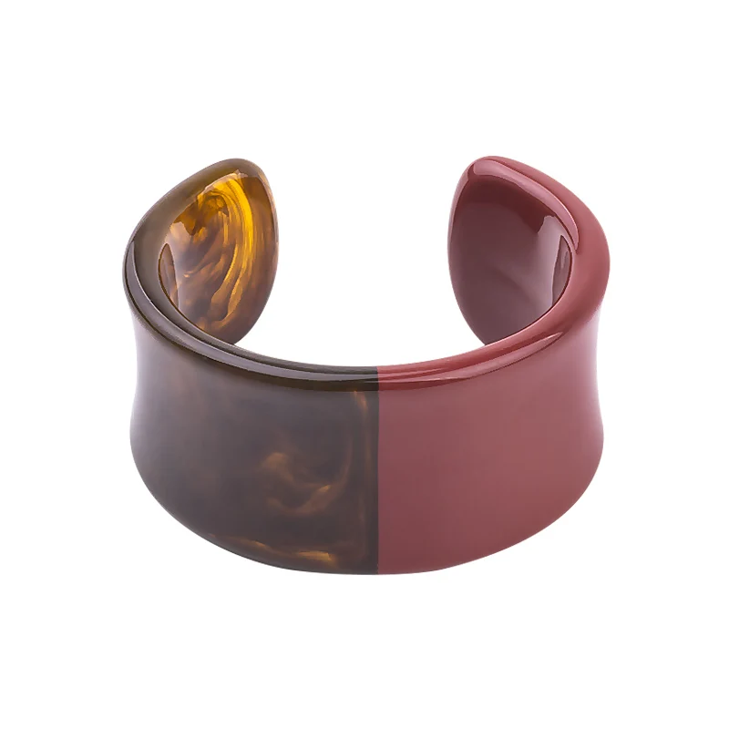 Classic Resin Cuff Fashion Open Bracelets Bangles for Women Mix Colors Acrylic Wide Big Bracelets Female Simple Charm Jewelry (2)