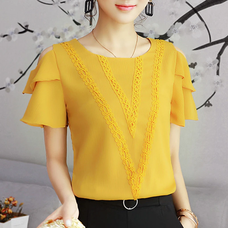 

Womens Tops and Blouses Chiffon Women Blouses Lace Women Shirts Plus Size XXXL Blusas Femininas Elegante Korean Fashion Clothing
