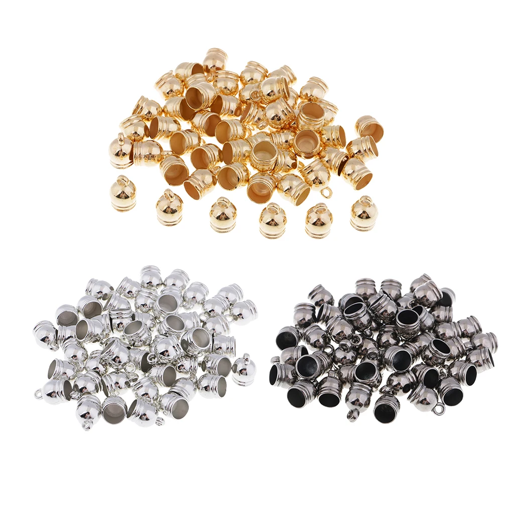 50 Pieces Charms Bead End Caps Stopper Fit 8mm Cord Leather Craft Necklace Bracelet for Leather Braids Jewelry Making