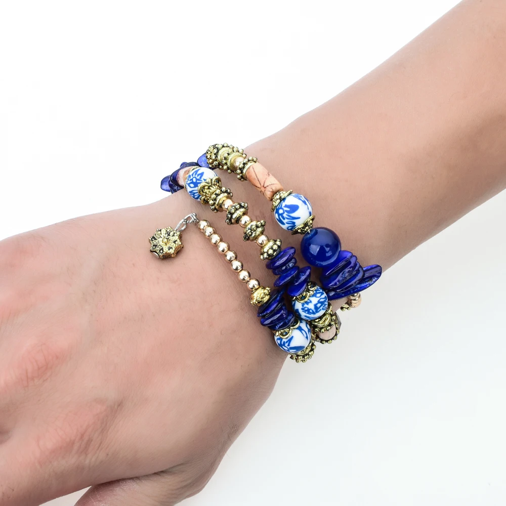 LUBINGSHINE, винтажный многослойный браслет для женщин, многоцветные браслеты с бусинами и цветами, браслеты в стиле бохо, ювелирные изделия для женщин