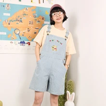 Дизайн, консервативный стиль, Забавный милый медведь, надпись, вышивка, женские летние джинсовые шорты, в полоску, с принтом, джинсовые комбинезоны