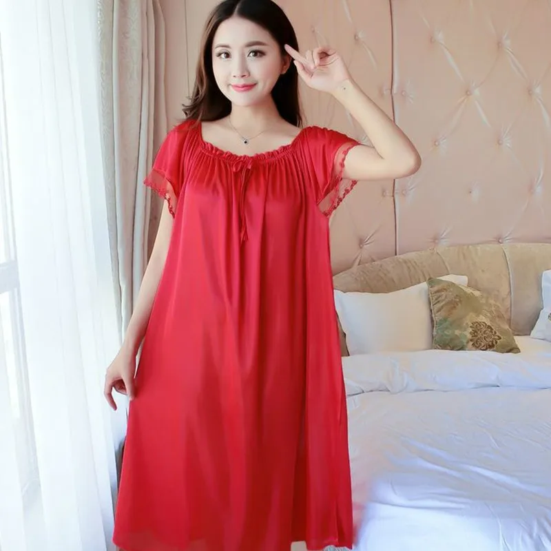 Women Nightgowns Women Nightdresses Sleeping Dress Women Lingerie Big Yards 4XL Sexy Silk Nightgowns Women Casual Chemise Nightie Nightwear Lingerie Nightdress Sleepwear Dress