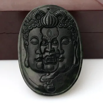 

The original stone, carved natural Burma Black angel devil pendant necklace Male style gratis obsidian beads rope chain