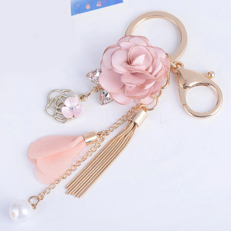 New Flower Keychain Bag Pendant Bag Holder Crytals Strass Women Bag