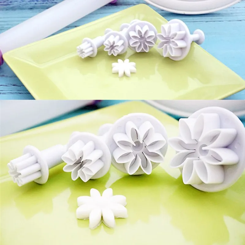 

Cake Baking Cookie Mold Fondant Cake Tools 4Pcs/Set Daisy Cake Biscuit Plastic Mold Cutting Die ZY-020059