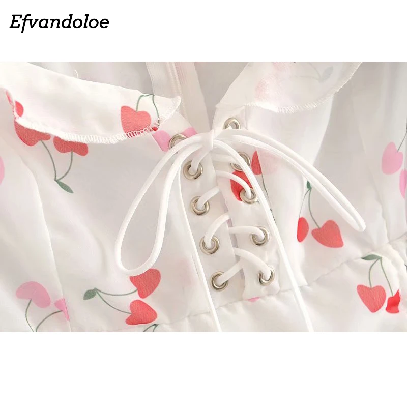 Efvandoloe облегающее платье с принтом вишни женские модные летние платья длинным
