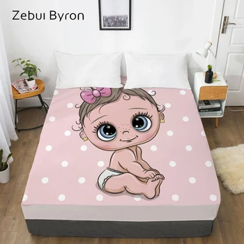 

3D HD Cartoon Bed Sheet With Elastic,Cute baby pink Fitted Sheet for Kids/Children/Boy/Girl,Mattress Cover Custom/160x200