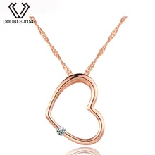 DOUBLE-R сердце Ожерелья для мужчин Подвески женский 0.03ct Алмазный Твердые стерлингового серебра 925 подарок на день рождения ювелирные подарочные коробки CAP03740SA-3