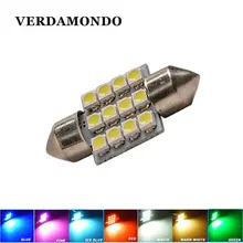 1 pçs 31mm 12 smd 3528 interior do carro cúpula festão lâmpadas led lâmpada quente branco vermelho verde gelo azul rosa