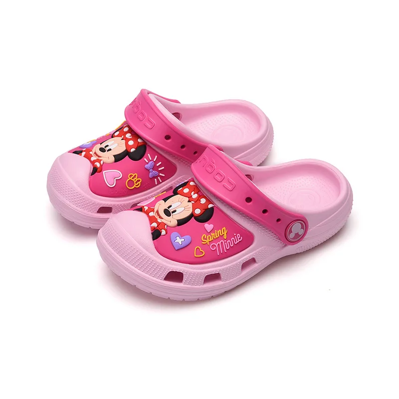 Новая летняя детская одежда с рисунками; обувь Cave для маленьких мальчиков с Микки-Маусом для девочек шлепанцы на плоской подошве EVA противоскользящие держать тапочки пляжная одежда устойчивы - Цвет: Розовый