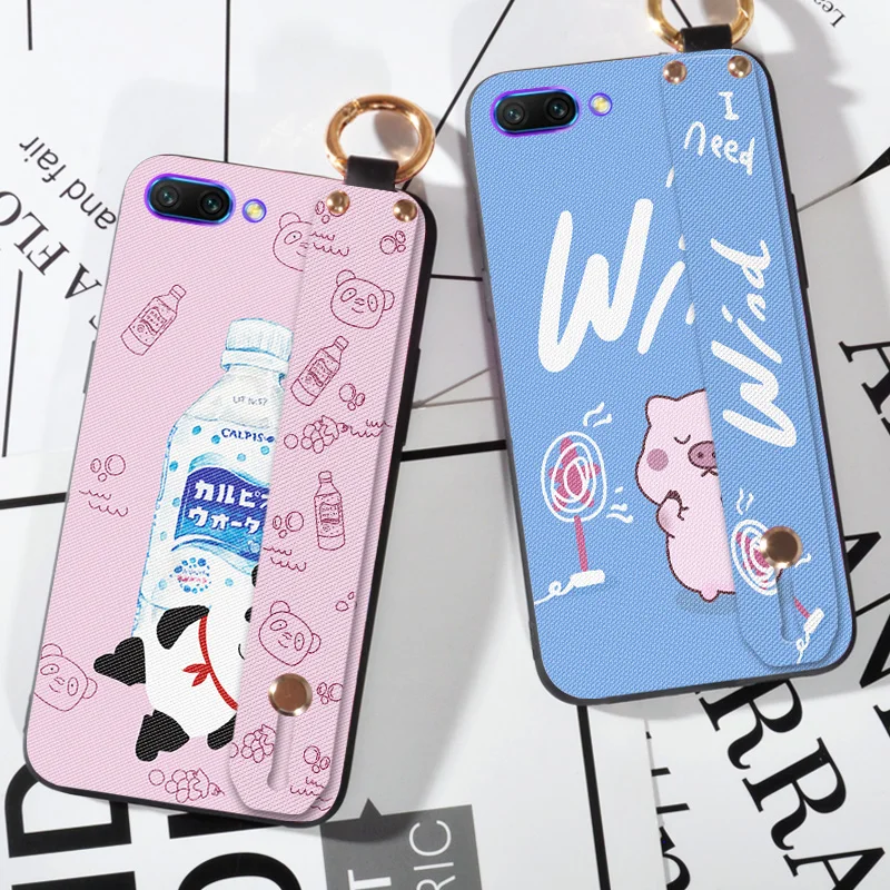 

Wrist Strap Soft TPU Phone Case For Huawei P8 P9 P10 Plus Animal Pattern Holder Case For Huawei Honor 8 8C 8S 9 10 Lite 9i 10i