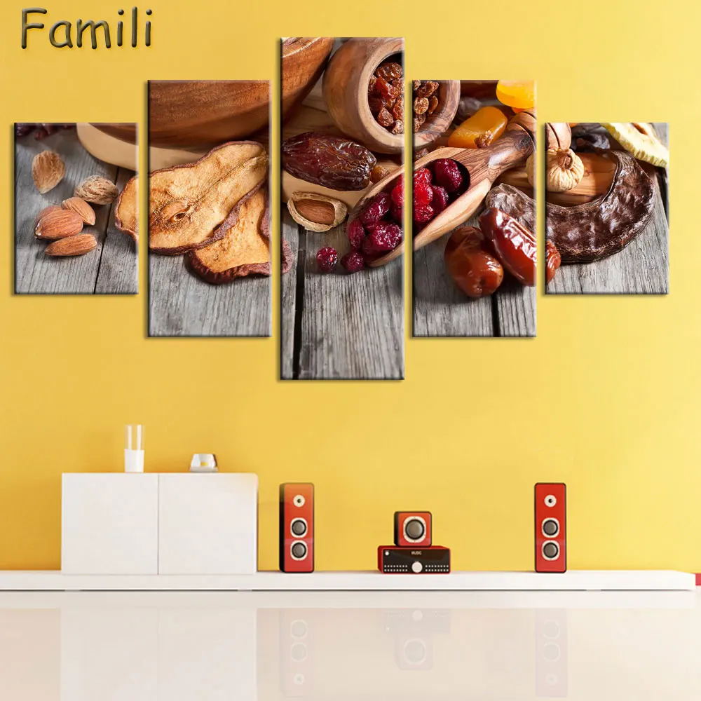 

5pcs Modern Rectangle New Food Vegetables Autumn Season Fruits Thanksgiving Cornucopia Home Decor Canvas Poster Print Painting