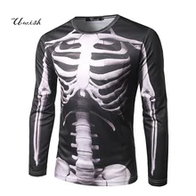 Stylish 3D Skull Print T-shirts Men’s Cloting Long Sleeve t shirt Men Fitness tops & tees Shirt Homme,brand clothing