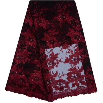 

In Wine 2018 Latest French Nigerian Lace Fabric High Quality Tulle African Laces Fabric Wedding African French Tulle Lace 1126